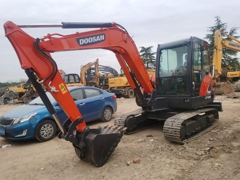 Doosan DX60 crawler excavator, side view Doosan DX60 crawler excavator, side view