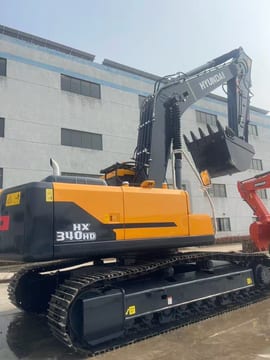 2024 Hyundai HX340HD excavator, rear three-quarter view 2024 Hyundai HX340HD excavator, rear three-quarter view