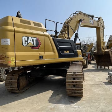 2021 Caterpillar 349 crawler excavator, rear three-quarter view 2021 Caterpillar 349 crawler excavator, rear three-quarter view