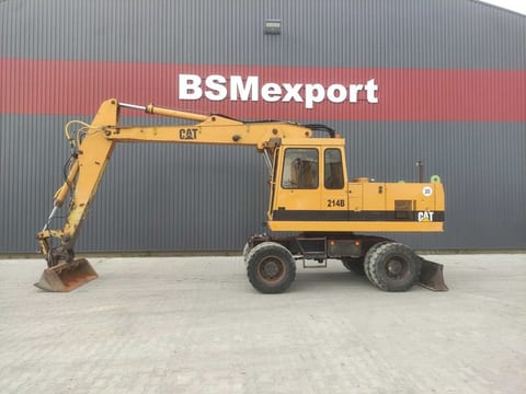 1992 Caterpillar 214B wheel excavator, side profile view