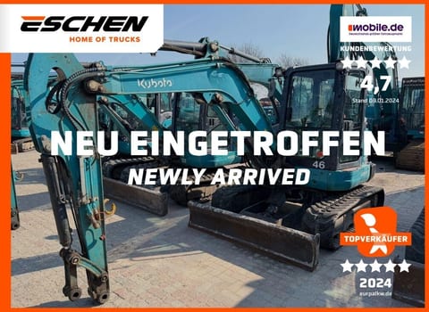 2016 Kubota KX057-4 mini excavator, front three-quarter view 2016 Kubota KX057-4 mini excavator, front three-quarter view
