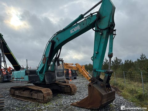 2002 Kobelco SK330LC-6E crawler excavator, side profile view 2002 Kobelco SK330LC-6E crawler excavator, side profile view