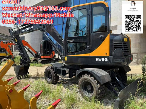 Hyundai HW60 wheel excavator, rear three-quarter view Hyundai HW60 wheel excavator, rear three-quarter view