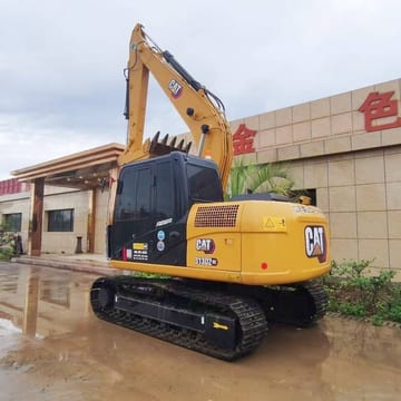 2023 Caterpillar 313D2 GC crawler excavator, rear three-quarter view 2023 Caterpillar 313D2 GC crawler excavator, rear three-quarter view