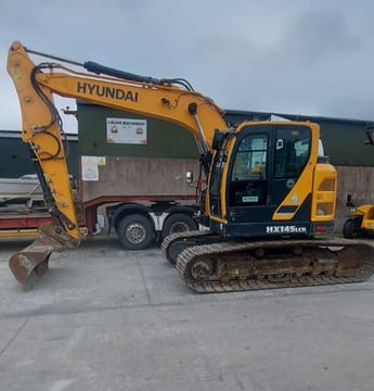 2022 Hyundai HX145LCR crawler excavator, side profile view 2022 Hyundai HX145LCR crawler excavator, side profile view