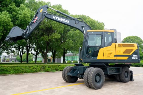 2026 Hyundai HW155 wheel excavator, side profile view 2026 Hyundai HW155 wheel excavator, side profile view
