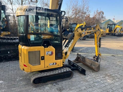 2022 Caterpillar 301.6-05A mini excavator, rear three-quarter view 2022 Caterpillar 301.6-05A mini excavator, rear three-quarter view
