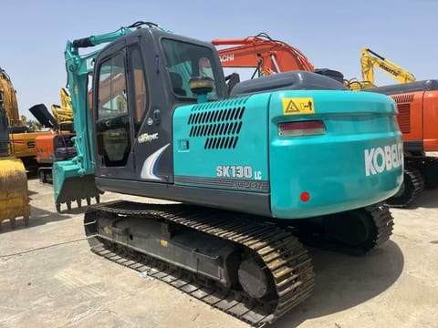 2022 Kobelco SK130LC-11 crawler excavator, rear three-quarter view 2022 Kobelco SK130LC-11 crawler excavator, rear three-quarter view