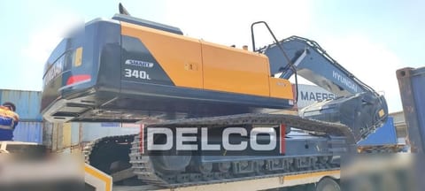 2026 Hyundai R340L Smart crawler excavator, rear three-quarter view 2026 Hyundai R340L Smart crawler excavator, rear three-quarter view