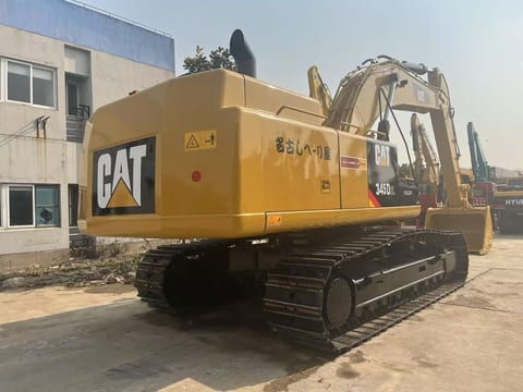 2022 Caterpillar 345DL crawler excavator, rear three-quarter view 2022 Caterpillar 345DL crawler excavator, rear three-quarter view