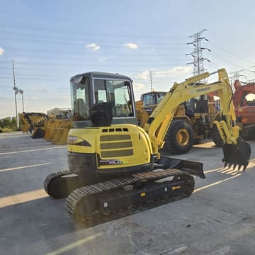 2023 Yanmar VIO55 mini excavator, three-quarter view 2023 Yanmar VIO55 mini excavator, three-quarter view
