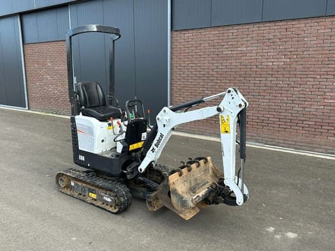 2008 Bobcat E08 mini excavator, front three-quarter view 2008 Bobcat E08 mini excavator, front three-quarter view