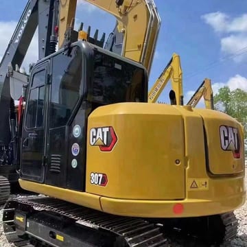 2022 Caterpillar 307E2 crawler excavator, rear-quarter view 2022 Caterpillar 307E2 crawler excavator, rear-quarter view