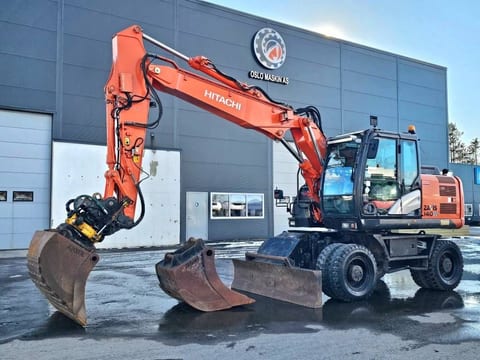2015 Hitachi ZX140W-5 wheel excavator, side view