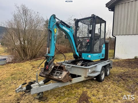 2018 Airman AX19-6A mini excavator on trailer, side view 2018 Airman AX19-6A mini excavator on trailer, side view