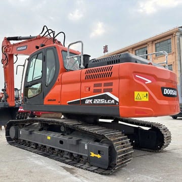 2020 Doosan DX225LCA crawler excavator, rear three-quarter view