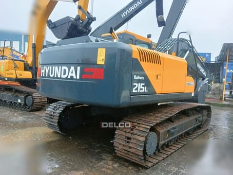 2026 Hyundai Robex 215L crawler excavator, rear three-quarter view 2026 Hyundai Robex 215L crawler excavator, rear three-quarter view
