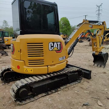 2023 Caterpillar 303.5E mini excavator, rear three-quarter view 2023 Caterpillar 303.5E mini excavator, rear three-quarter view