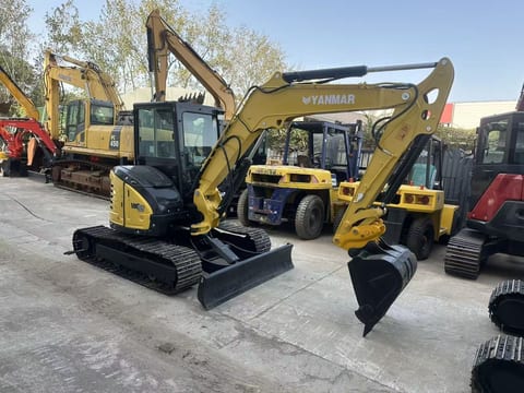 2024 Yanmar VIO55-6 mini excavator, front three-quarter view 2024 Yanmar VIO55-6 mini excavator, front three-quarter view