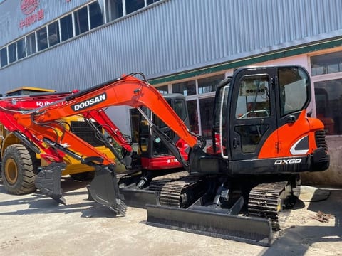 2024 Doosan DX60 crawler excavator, side view 2024 Doosan DX60 crawler excavator, side view