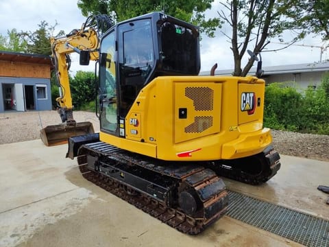 2021 Caterpillar 308 mini excavator, rear three-quarter view 2021 Caterpillar 308 mini excavator, rear three-quarter view