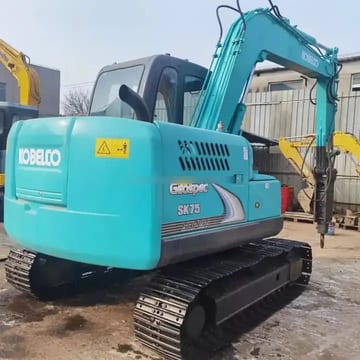 2022 Kobelco SK75-8 mini excavator rear three-quarter view 2022 Kobelco SK75-8 mini excavator rear three-quarter view
