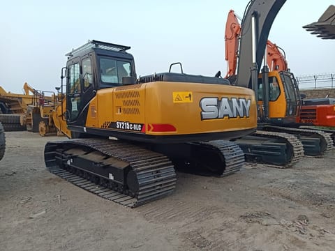 2025 Mitsubishi SY 215 crawler excavator, rear three-quarter view 2025 Mitsubishi SY 215 crawler excavator, rear three-quarter view