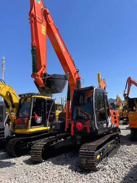 2024 Hitachi 120 crawler excavator, front three-quarter view 2024 Hitachi 120 crawler excavator, front three-quarter view