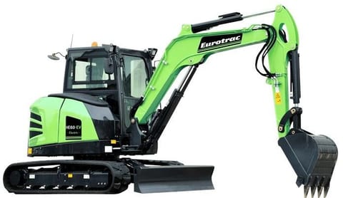 Eurotrac HE60-EV mini excavator, side view Eurotrac HE60-EV mini excavator, side view