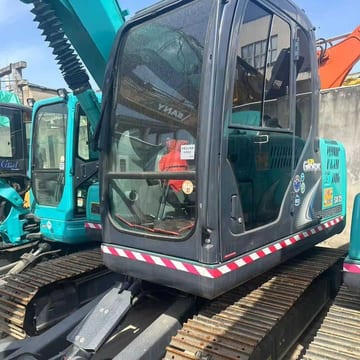 2023 Kobelco SK75-8 mini excavator, side view of cab 2023 Kobelco SK75-8 mini excavator, side view of cab