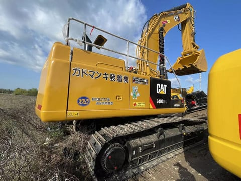 2023 Caterpillar 349D2L crawler excavator, rear three-quarter view 2023 Caterpillar 349D2L crawler excavator, rear three-quarter view