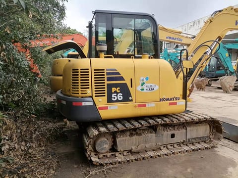 2016 Komatsu PC56-7 mini excavator, rear three-quarter view 2016 Komatsu PC56-7 mini excavator, rear three-quarter view