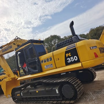 2023 Komatsu PC350 crawler excavator, rear three-quarter view 2023 Komatsu PC350 crawler excavator, rear three-quarter view