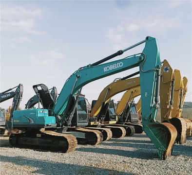 2019 Kobelco SK210 crawler excavator, side profile view 2019 Kobelco SK210 crawler excavator, side profile view