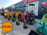 JPC KV12 mini excavator, front three-quarter view