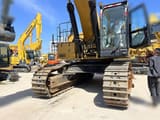 2017 Caterpillar 374FL crawler excavator, front three-quarter view