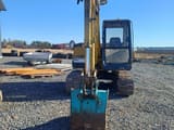 Kobelco SK60 mini excavator, front view