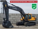 2025 Hyundai R340L Crawler Excavator with a large digging bucket attached to the end of its long boom and arm.