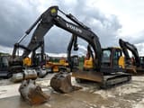 2017 Volvo ECR235EL crawler excavator, front three-quarter view