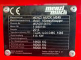 2015 Menzi Muck M545 walking excavator identification plate