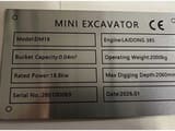 2026 DMPRO DM18Y mini excavator identification plate