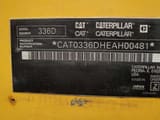 2020 Caterpillar 336D2 crawler excavator identification plate