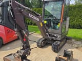 2021 Volvo EC18E mini excavator, front three-quarter view