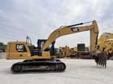 Caterpillar 320GC crawler excavator, side profile view