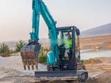 2026 Sunward SWE35UF mini excavator, front three-quarter view