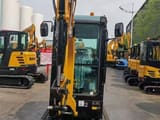 2025 Sany SY20C Crawler Excavator from the front, showing the boom and arm in a raised position