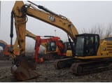 2021 Caterpillar 320-07 crawler excavator, front three-quarter view