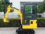 2026 Rippa R319 Mini Excavator from the right side, highlighting the yellow body panels and dark grey engine compartment.