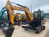 2023 Sany SY55C mini excavator, front three-quarter view