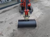 Mole M12 mini excavator, front view of bucket and boom